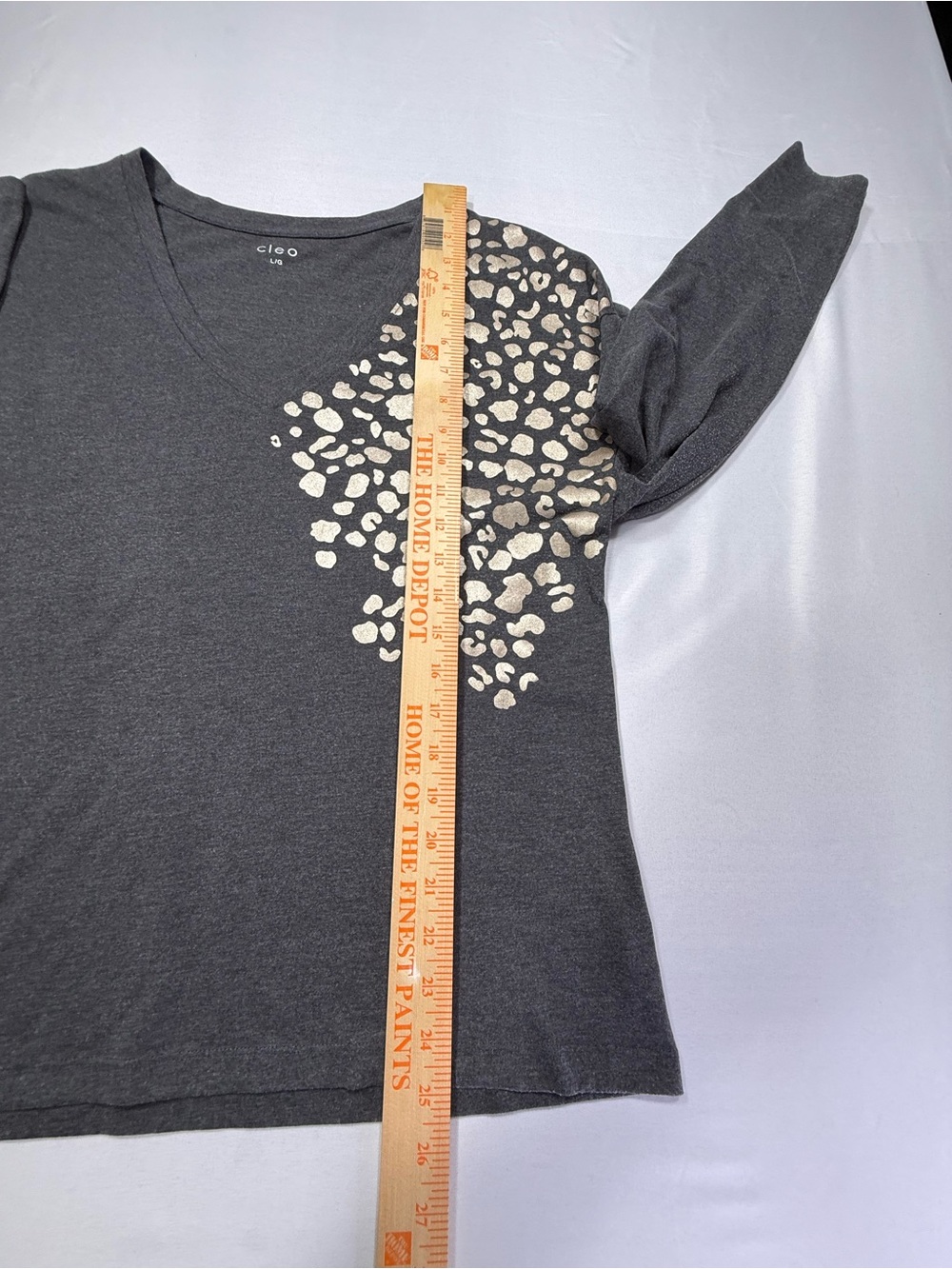 cleo Charcoal Long-Sleeve Top with Metallic Gold Leopard Shoulder - Picture 6 of 7